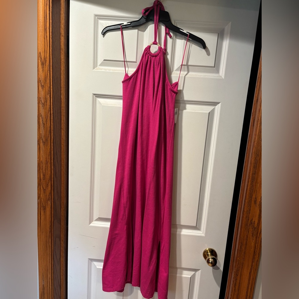 Old Navy Magenta Backless Halter Dress